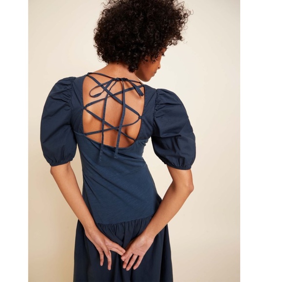 NWT Nation LTD Cordelia Lace Up Midi Dress in Blue Size Extra Small - Picture 4 of 4